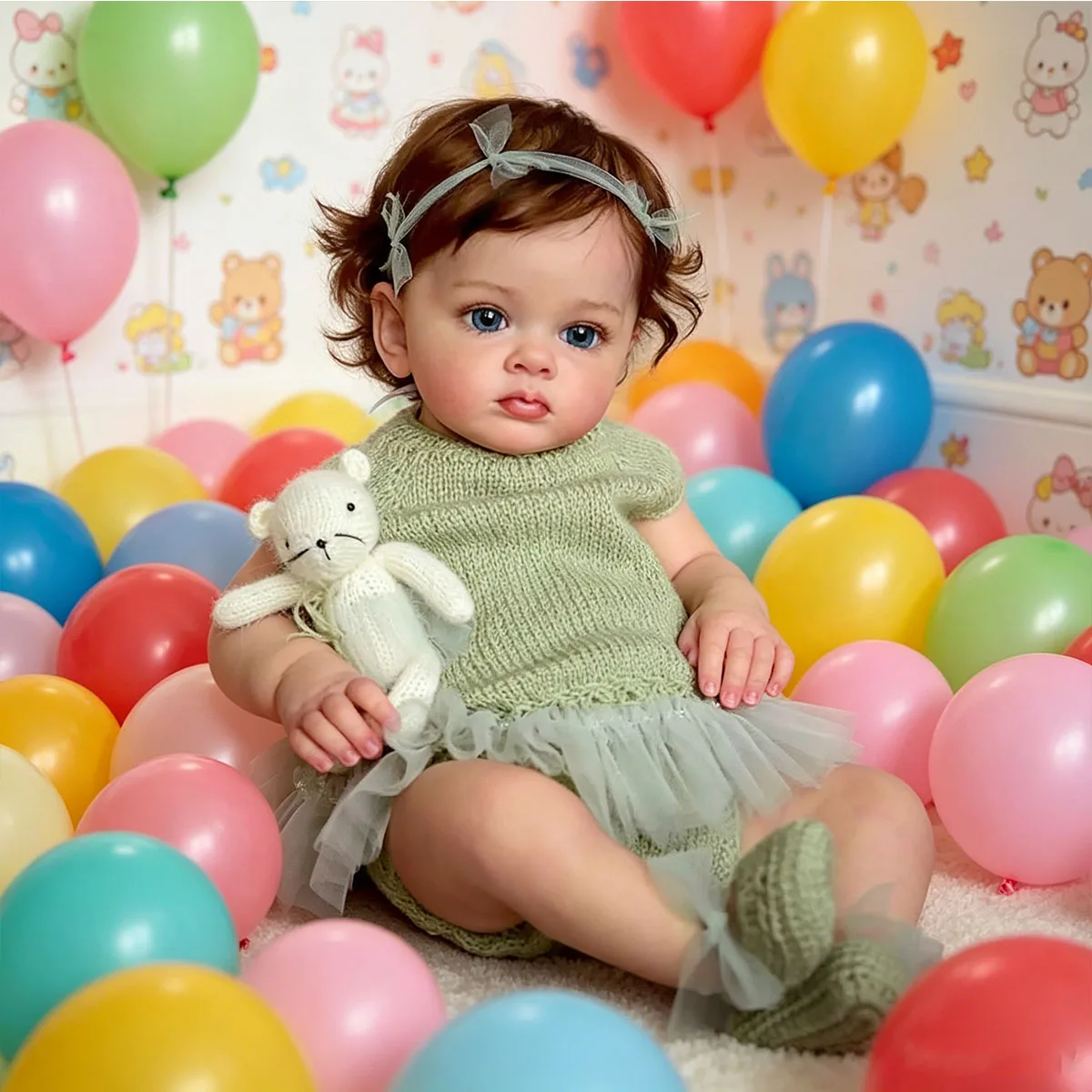 22 Inch Reborn Baby Doll Girl - Realistic Lifelike Toddler Doll in Green Knitted Dress, Tutu & Plush Teddy Bear, Soft Cloth Body, Handmade Reborn Doll for Kids Age 3+, Birthday Gift
22 Inch Reborn Baby Doll Girl - Realistic Lifelike Toddler Doll in Green Knitted Dress, Tutu & Plush Teddy Bear, Soft Cloth Body, Handmade Reborn Doll for Kids Age 3+, Birthday Gift