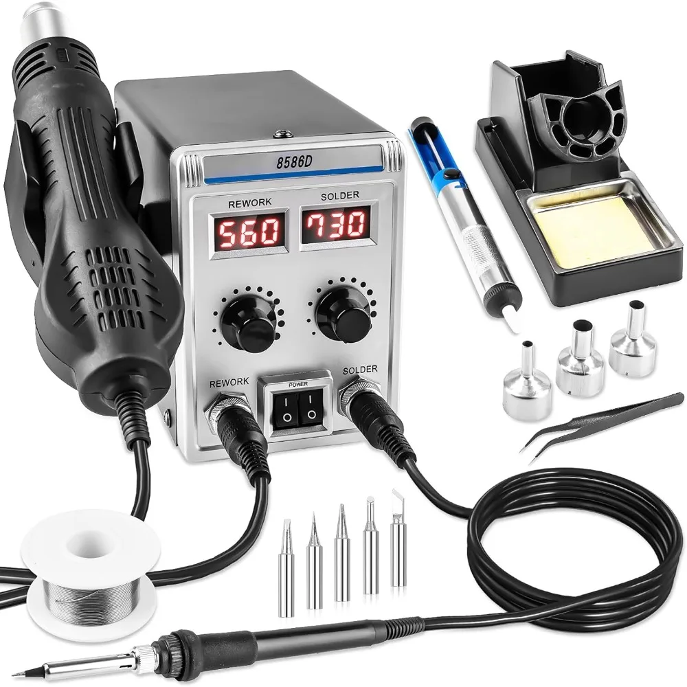 US Shipping 8586D 2 in 1 Soldering Station with Hot Air Rework Gun and Solder Iron, Dual Digital LED Display, Temperature
US Shipping 8586D 2 in 1 Soldering Station with Hot Air Rework Gun and Solder Iron, Dual Digital LED Display, Temperature