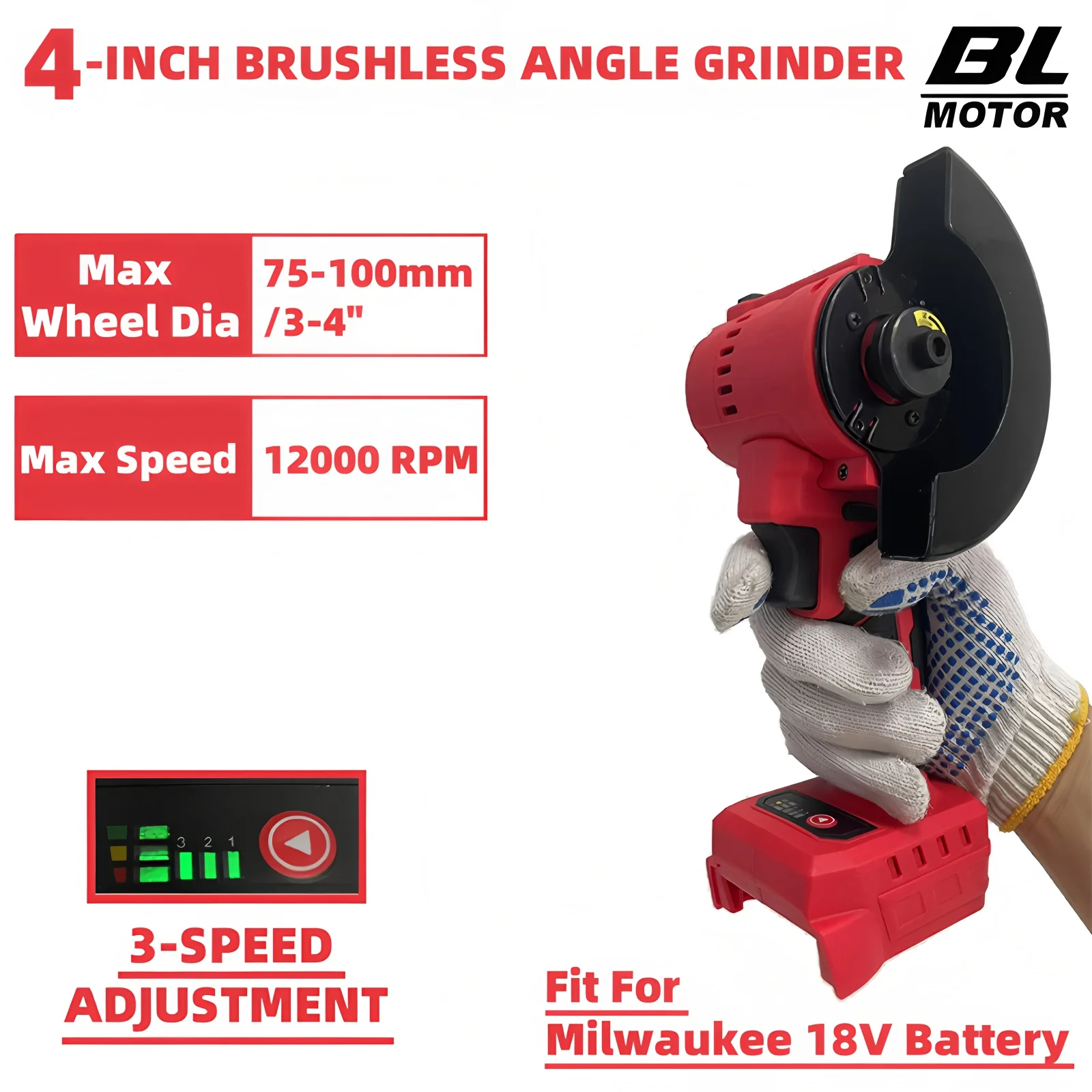 Brushless Angle Grinder 3 Speed Cutting Metal Grinder 4 Inch Circular Saw Cordless Mini CUT OFF Tool For Milwaukee 18V Battery
Brushless Angle Grinder 3 Speed Cutting Metal Grinder 4 Inch Circular Saw Cordless Mini CUT OFF Tool For Milwaukee 18V Battery