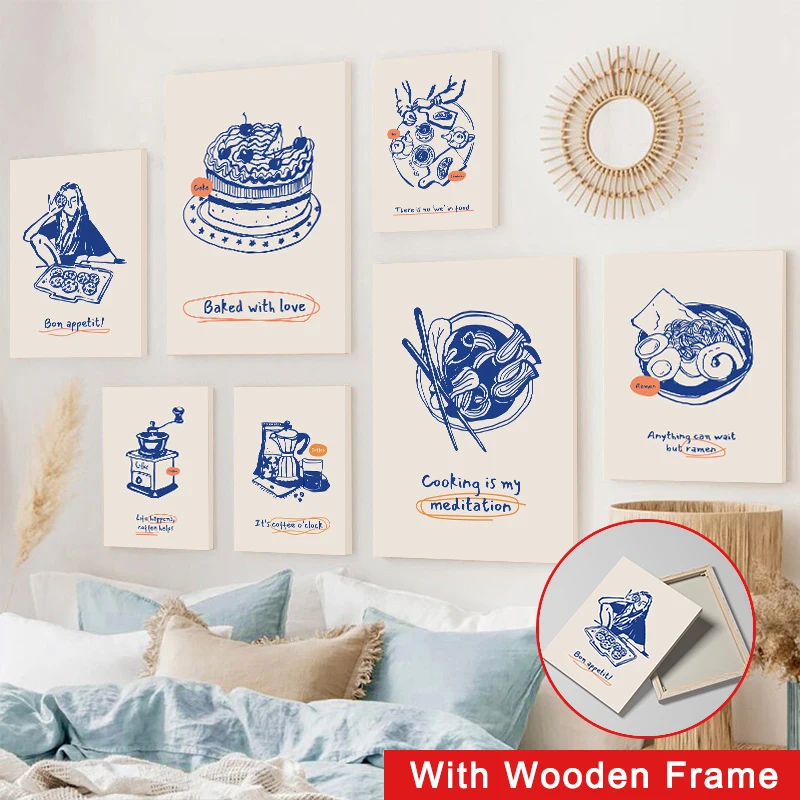 Framed Modern Kitchen Wall Art Blue Tone Dessert Canvas Painting Dining Room Cooking Lovers Food Art Poster Room Home Decoration
Framed Modern Kitchen Wall Art Blue Tone Dessert Canvas Painting Dining Room Cooking Lovers Food Art Poster Room Home Decoration