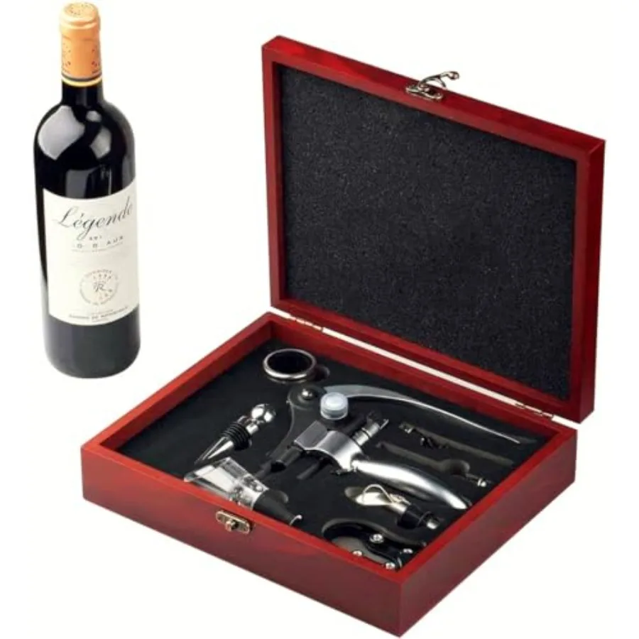 Wine Opener Set, Wine Bottle Opener Including Foil Cutter, Bottle Stopper Pourer and Extra Spiral, Wine Corkscrew Set, Gift box
Wine Opener Set, Wine Bottle Opener Including Foil Cutter, Bottle Stopper Pourer and Extra Spiral, Wine Corkscrew Set, Gift box