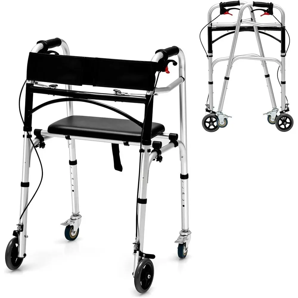 4-in-1 Folding Walker with 5 Wheels, Detachable Seat, Height Adjustable Stand Up, Medical Mobility Aid for Adults, Supports Up t
4-in-1 Folding Walker with 5 Wheels, Detachable Seat, Height Adjustable Stand Up, Medical Mobility Aid for Adults, Supports Up t