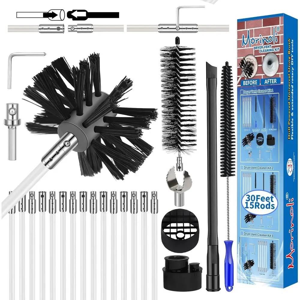 30 eet Dryer Vent Cleaning Kit Chrome Button Locking System Dryer Vent Cleaning System Dryer Vent Cleaner Kit Vacuum Attachment
30 eet Dryer Vent Cleaning Kit Chrome Button Locking System Dryer Vent Cleaning System Dryer Vent Cleaner Kit Vacuum Attachment