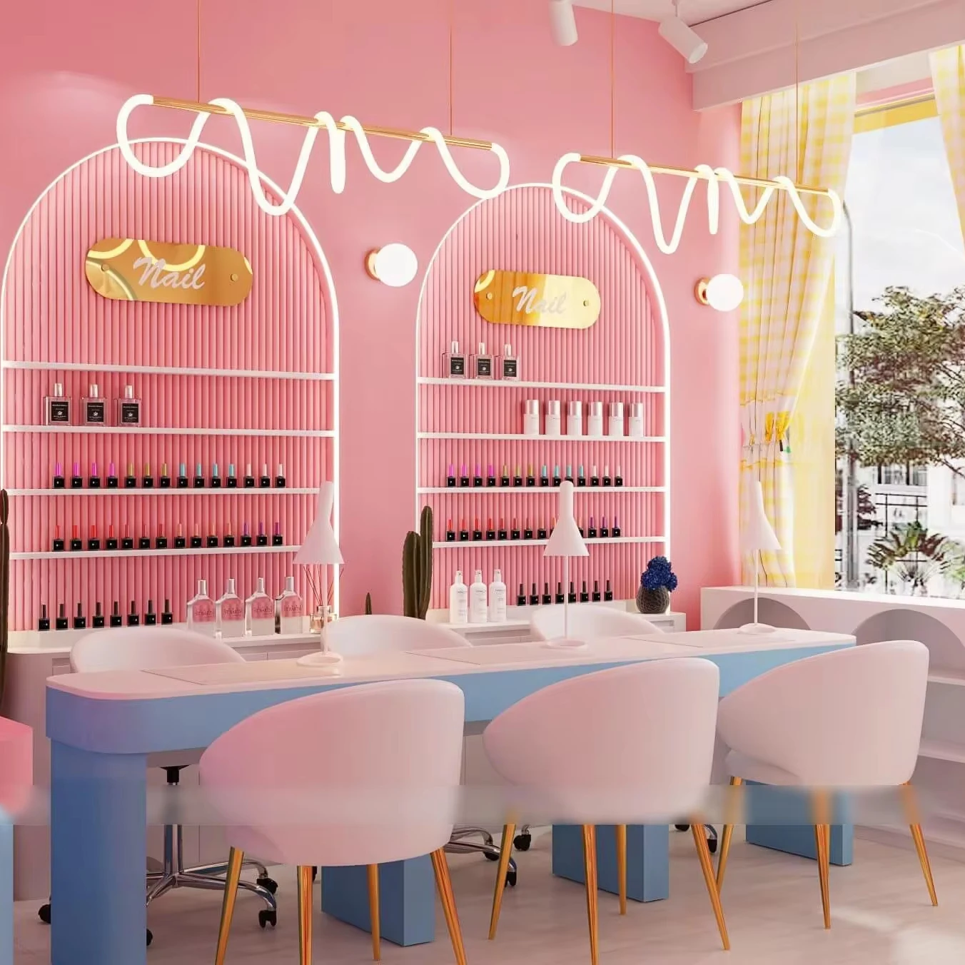 Brutallist Display Factory Custom Manicure & Pedicure Station for pink Beauty Salon Interior Design Lovely Nail Store Furniture
Brutallist Display Factory Custom Manicure & Pedicure Station for pink Beauty Salon Interior Design Lovely Nail Store Furniture