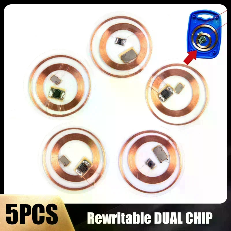 5Pcs 13.56Mhz UID 125Khz IC Card ID Rewritable Changeable Chip Keyfob RFID T5577