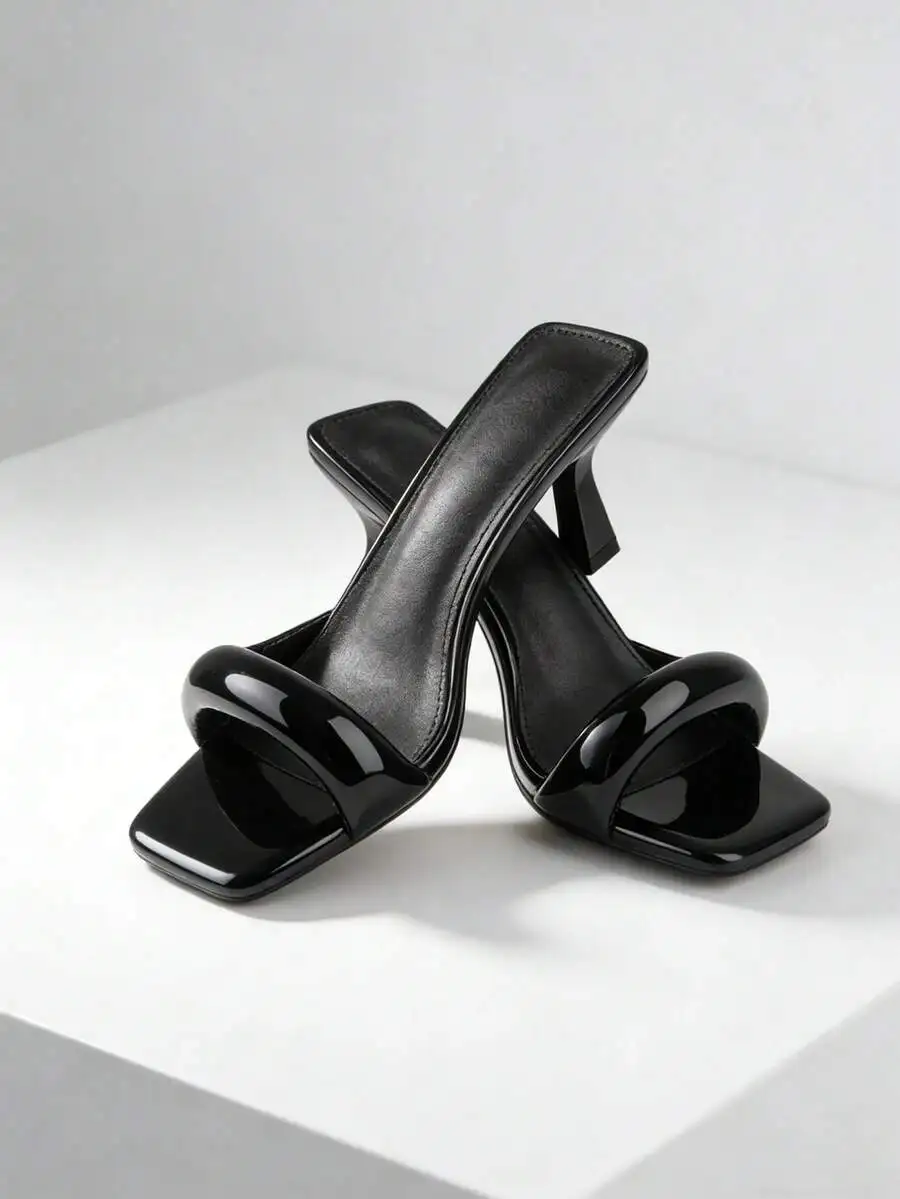Womens Kitten Heel Square Toe Patent Leather Mules Slip-On Sandals Black
Womens Kitten Heel Square Toe Patent Leather Mules Slip-On Sandals Black