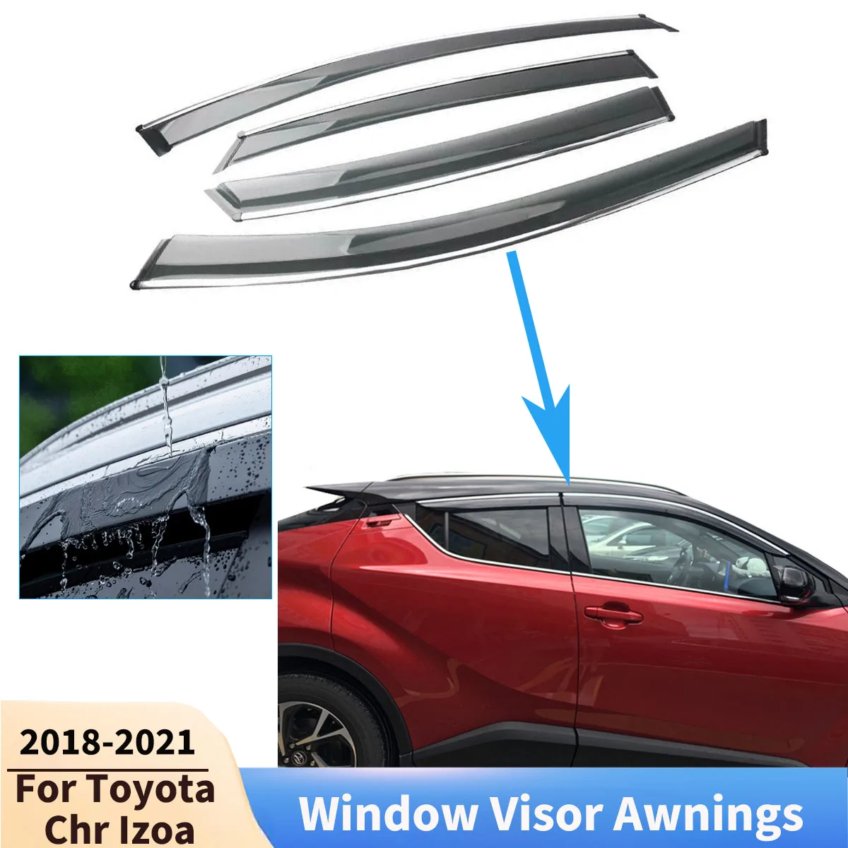 For Toyota Chr Izoa 2018 2019 2020 2021 Window Visor Weathershield Sun Rain Deflector Guard Accessories Awnings Body kit Tuning
For Toyota Chr Izoa 2018 2019 2020 2021 Window Visor Weathershield Sun Rain Deflector Guard Accessories Awnings Body kit Tuning