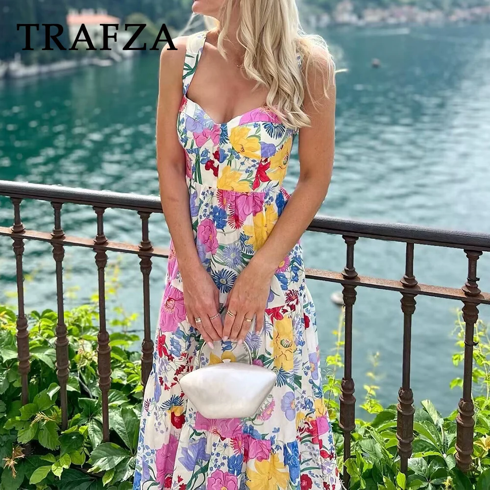 TRAFZA Chic Print Flower Holiday Woman Dress Vintage Sleeveless Long Dress Fashion 2025 Spring Folds Beach Sexy Mujer Vestidos
TRAFZA Chic Print Flower Holiday Woman Dress Vintage Sleeveless Long Dress Fashion 2025 Spring Folds Beach Sexy Mujer Vestidos