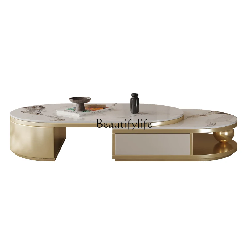Italian light luxury minimalist oval rock slab coffee table modern small apartment
Italian light luxury minimalist oval rock slab coffee table modern small apartment