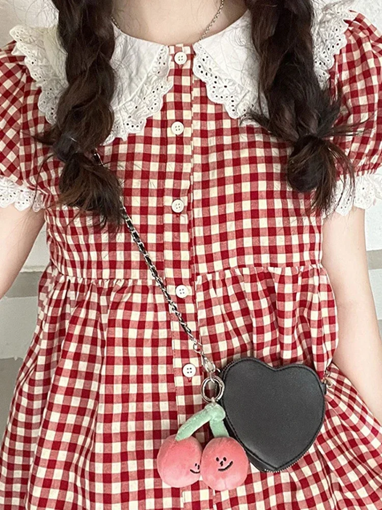 Red Plaid Cute Shirt Women Casual Sweet Puff Sleeve Retro Blouse Japan Loose Lace Patchwork Female Preppy Style Kawaii Top
Red Plaid Cute Shirt Women Casual Sweet Puff Sleeve Retro Blouse Japan Loose Lace Patchwork Female Preppy Style Kawaii Top