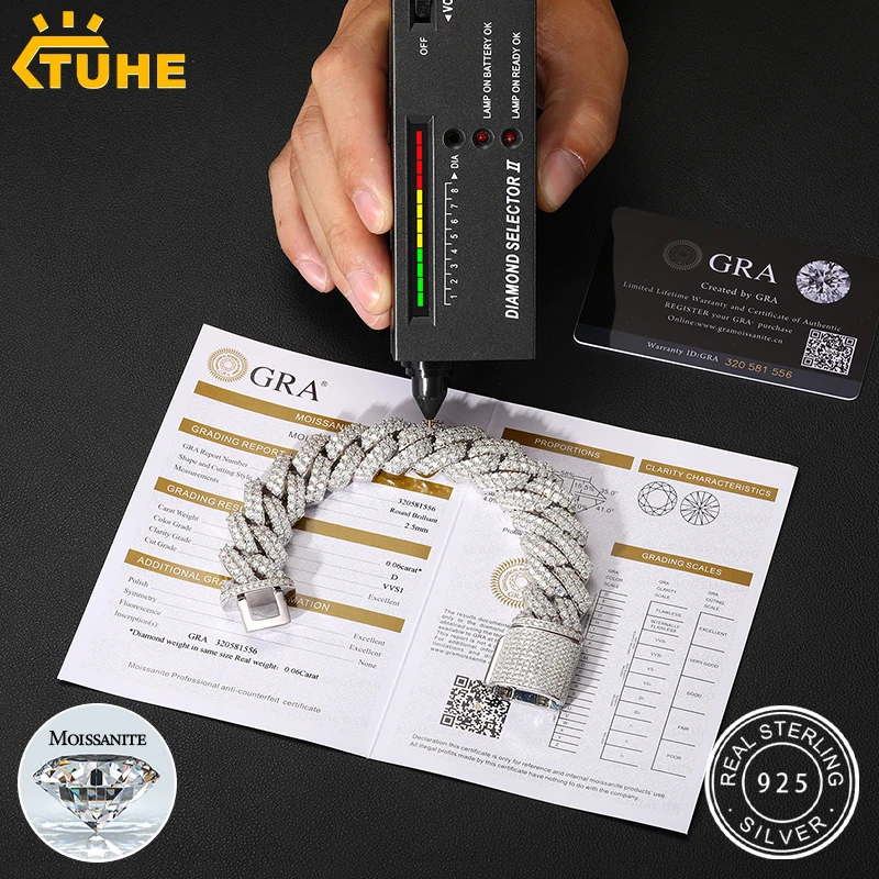 TUHE Luxury Width Heavy Larger Cuban Chain Bracelets Iced Out Moissanite Bracelet S925 Sterling Silver Hip Hop Jewelry Gift
TUHE Luxury Width Heavy Larger Cuban Chain Bracelets Iced Out Moissanite Bracelet S925 Sterling Silver Hip Hop Jewelry Gift