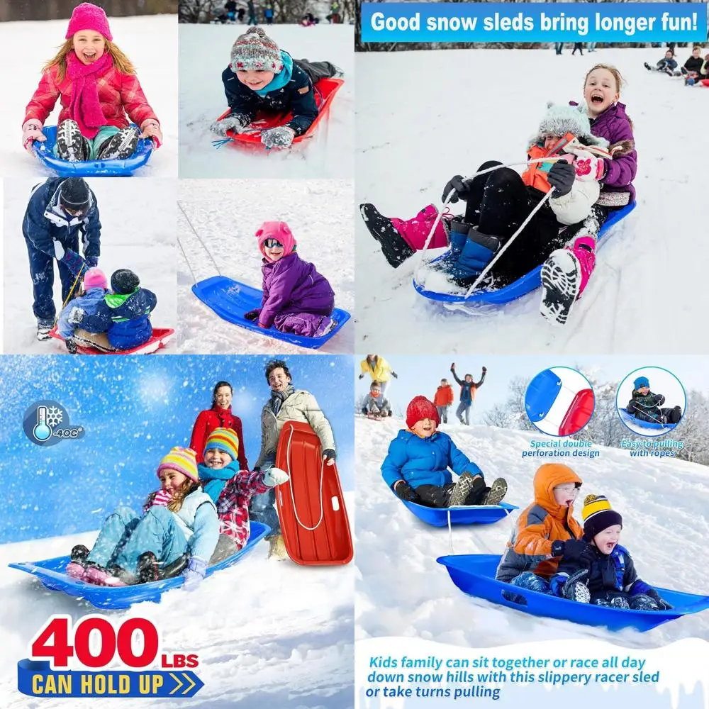 Durable 35 Plastic Snow Sled with Handles and Ropes for 1-2 Riders - Ideal for Winter Skiing and Sledding Activities
Durable 35 Plastic Snow Sled with Handles and Ropes for 1-2 Riders - Ideal for Winter Skiing and Sledding Activities