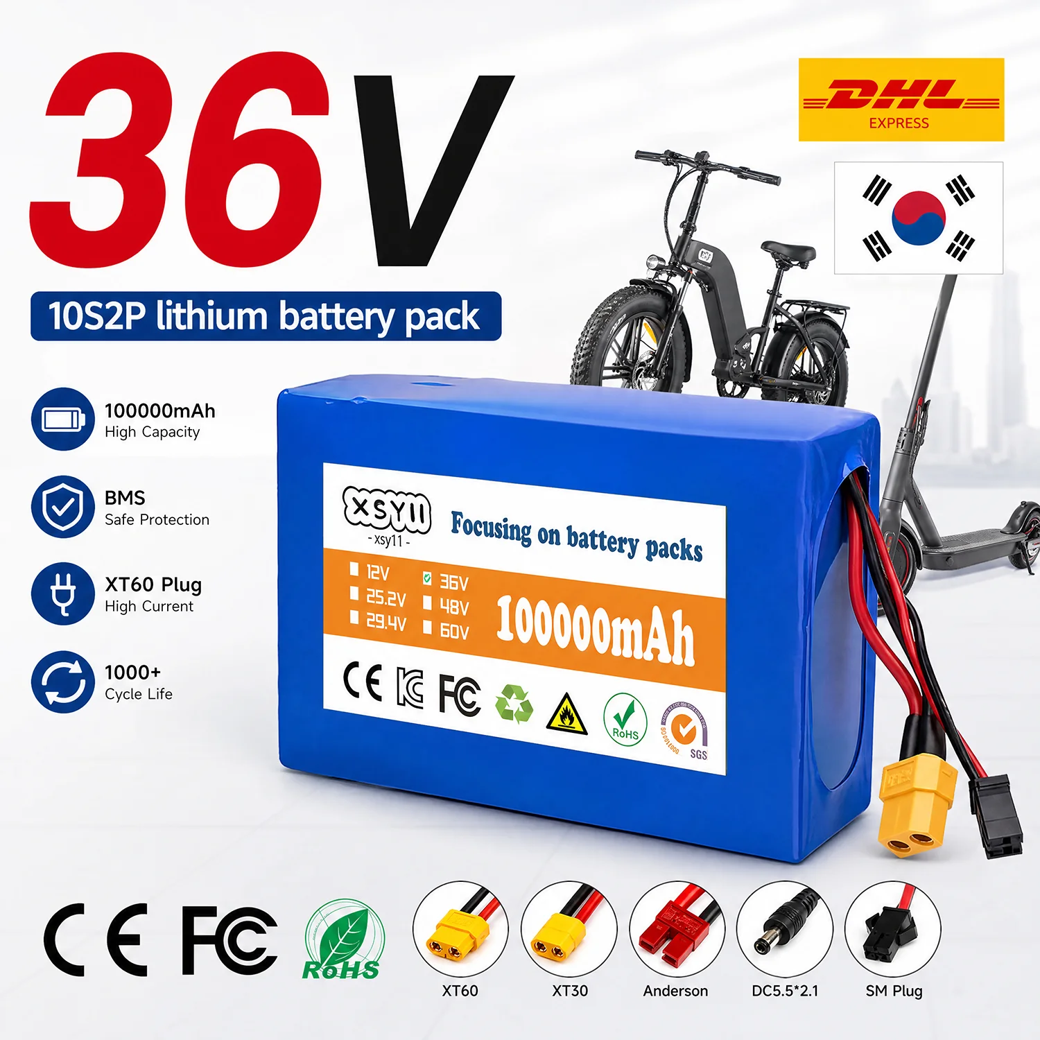Hot Selling E-bike 36V 10S2P 100Ah 18650 Battery Pack 350W 500W 42V Lithium E-Bike Battery Rechargeable Li-ion Battery
Hot Selling E-bike 36V 10S2P 100Ah 18650 Battery Pack 350W 500W 42V Lithium E-Bike Battery Rechargeable Li-ion Battery
