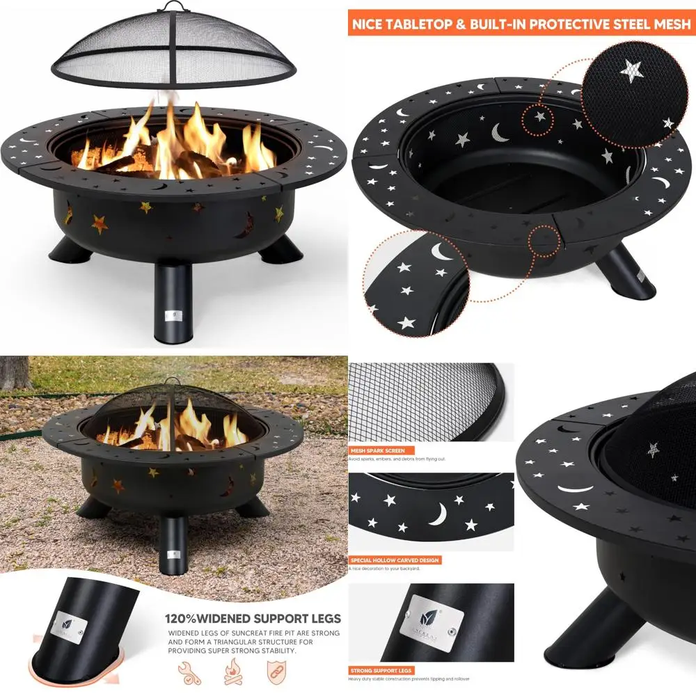 42" Extra Large Bonfire Fire Pit, Steel Round Fire Pit Table for Backyard, Garden, Outside, Star Pattern
42" Extra Large Bonfire Fire Pit, Steel Round Fire Pit Table for Backyard, Garden, Outside, Star Pattern