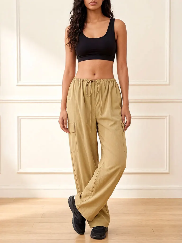 Women Cargo Pants High Waist Wide Leg Trousers with Big Pockets Drawstring Loose Fit Parachute Joggers Casual Long Pant
Women Cargo Pants High Waist Wide Leg Trousers with Big Pockets Drawstring Loose Fit Parachute Joggers Casual Long Pant