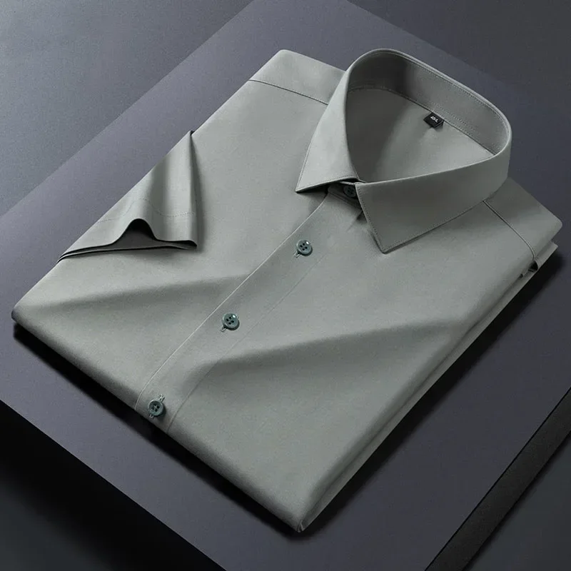 Excellent Silk Stretch Business Men Dress Shirts Short Sleeve for Summer Solid Comfortable Cool Male Tops without Front Pocket
Excellent Silk Stretch Business Men Dress Shirts Short Sleeve for Summer Solid Comfortable Cool Male Tops without Front Pocket