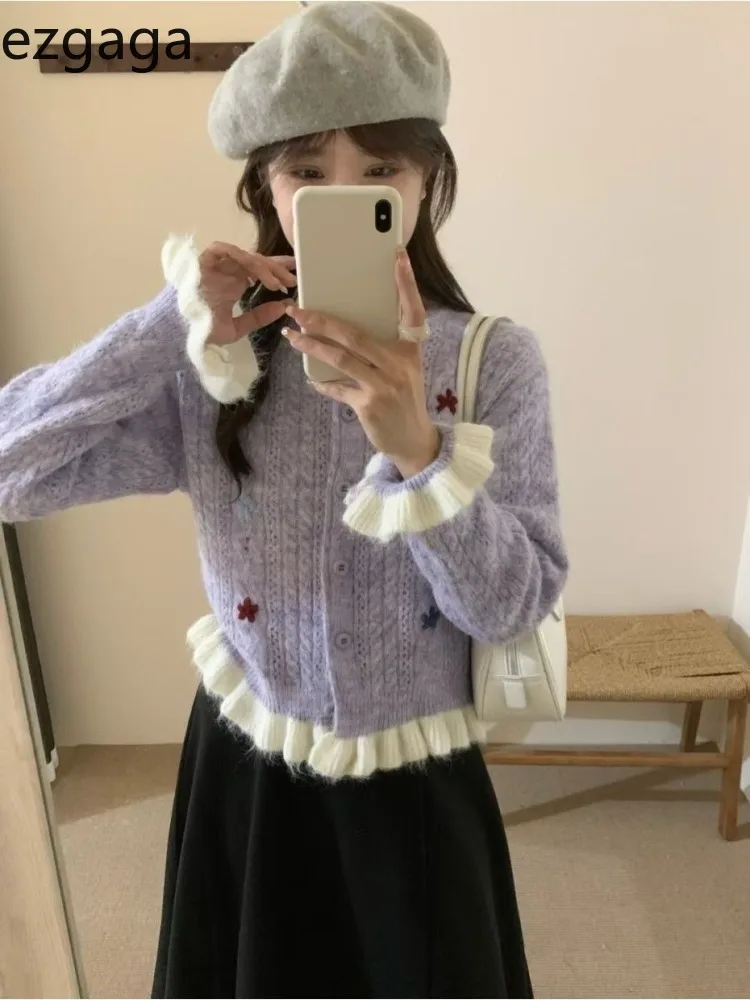 Ezgaga укороченный кардиган женский осенне-зимний свободный вязаный свитер с оборками в стиле пэчворк с цветами и круглым вырезом с длинными рукавами женский повседневный
Ezgaga укороченный кардиган женский осенне-зимний свободный вязаный свитер с оборками в стиле пэчворк с цветами и круглым вырезом с длинными рукавами женский повседневный