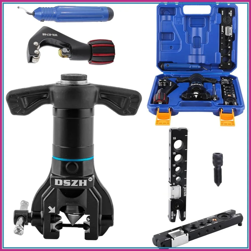 5-in-1 HVAC Flaring Tool Kit for 1/4"-3/4" & 6-19mm Copper/Aluminum Pipe with Cutter & Deburrer
5-in-1 HVAC Flaring Tool Kit for 1/4"-3/4" & 6-19mm Copper/Aluminum Pipe with Cutter & Deburrer