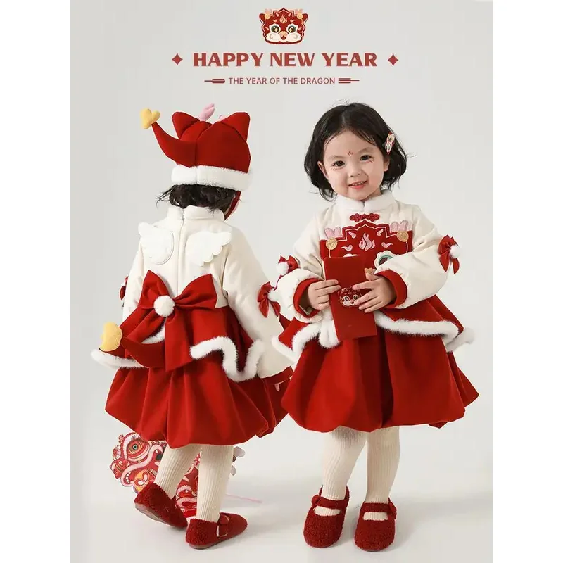 Fc6children's winter dress warmth girl kawaii Tang dress baby Chinese New Year bow festive red year Beast princess dress Ch @ fc
Fc6children's winter dress warmth girl kawaii Tang dress baby Chinese New Year bow festive red year Beast princess dress Ch @ fc
