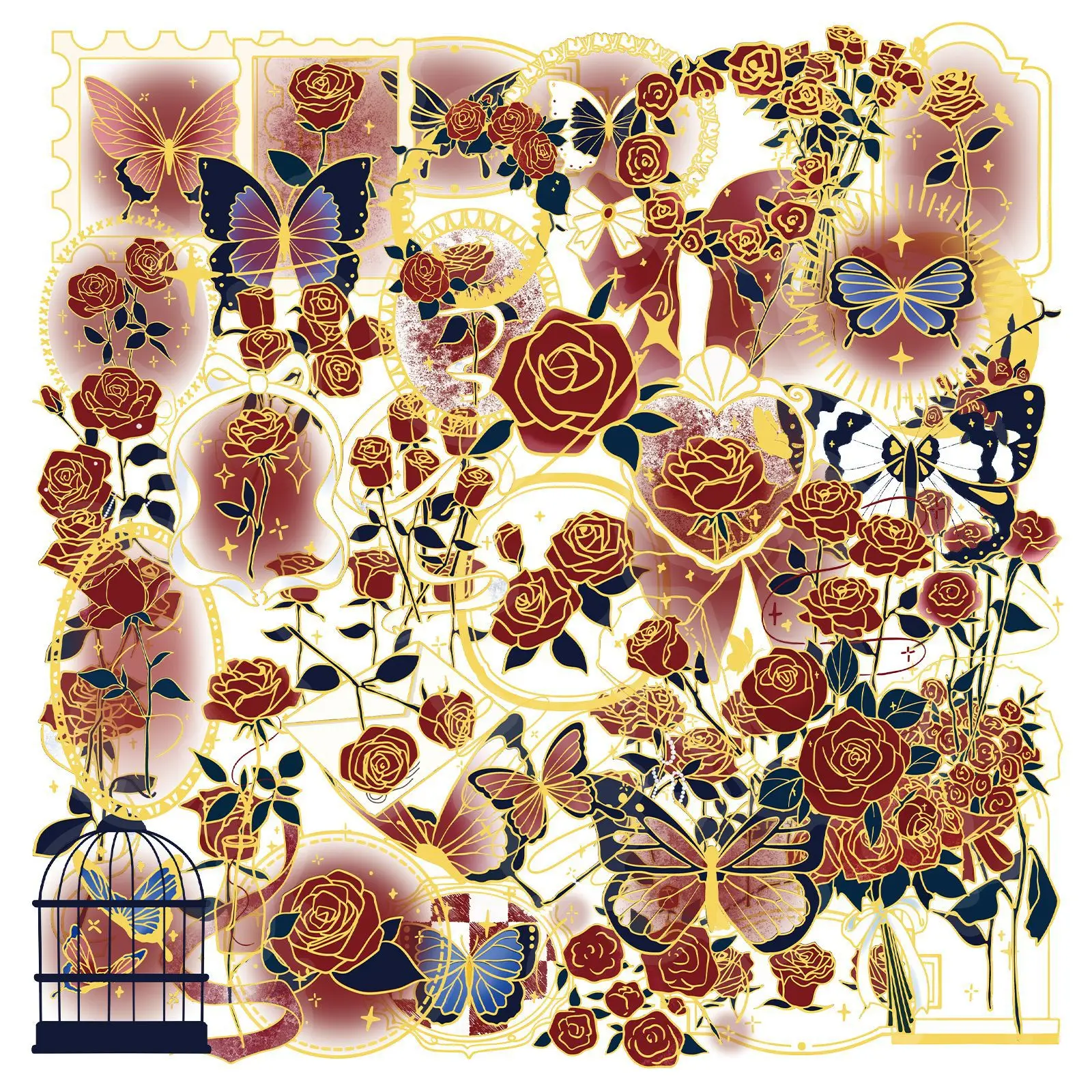 50PCS Transparent Vintage Gilding Rose Stickers Aesthetic DIY Luggage Phone Notebook Cartoon Flower Graffiti Sticker Decals Pack
50PCS Transparent Vintage Gilding Rose Stickers Aesthetic DIY Luggage Phone Notebook Cartoon Flower Graffiti Sticker Decals Pack