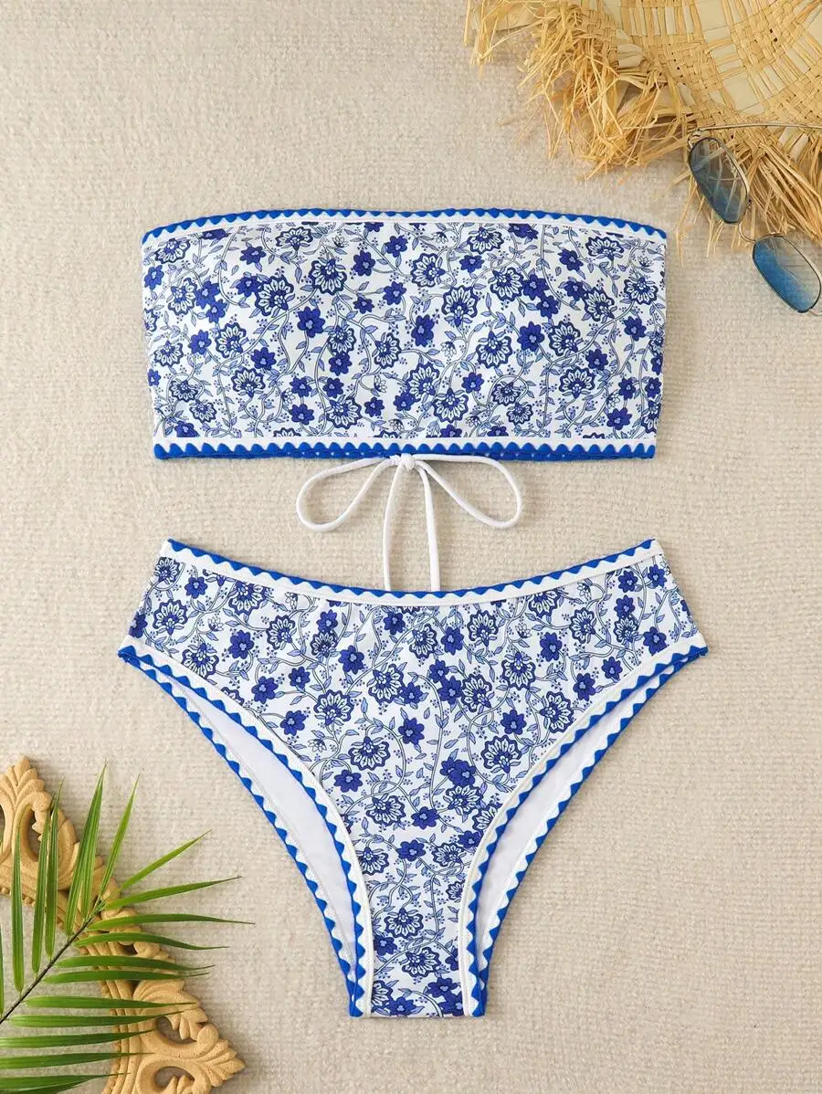 Floral Print Bandeau Bikini Set For Women Summer Beach Swimwear
Floral Print Bandeau Bikini Set For Women Summer Beach Swimwear