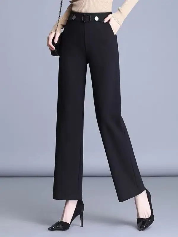 High Waist Bell Bottom Pants for Women Black Loose Fitting Casual Trousers Elegant Slimming Spring Autumn New Style
High Waist Bell Bottom Pants for Women Black Loose Fitting Casual Trousers Elegant Slimming Spring Autumn New Style