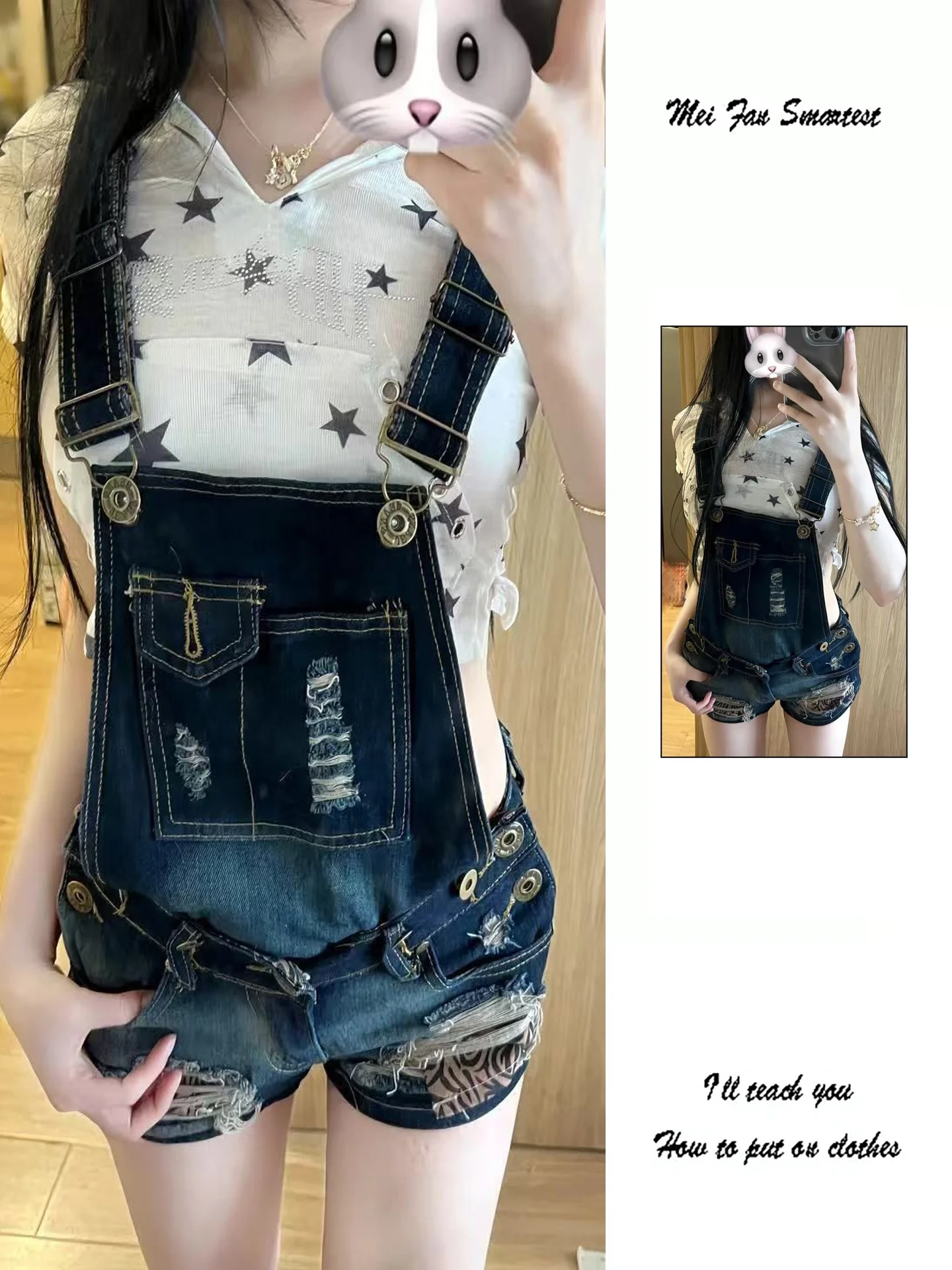 Retro Washed Blue Denim Overalls Women's Summer Slim Fit High Waist Shorts Hot Pants Casual Style Break Hole Design Jeans
Retro Washed Blue Denim Overalls Women's Summer Slim Fit High Waist Shorts Hot Pants Casual Style Break Hole Design Jeans