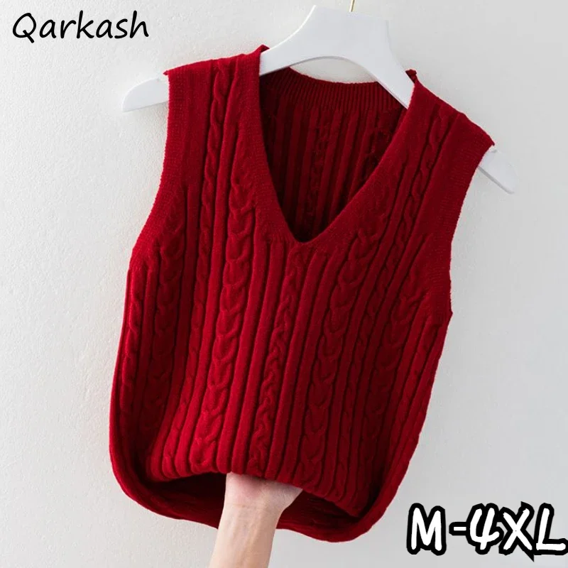 Twist Sweater Vests for Women Loose Fashion Vintage Chic V-neck Pure 6 Colors Knitted Jumpers Korean Autumn Winter Female Tops
Twist Sweater Vests for Women Loose Fashion Vintage Chic V-neck Pure 6 Colors Knitted Jumpers Korean Autumn Winter Female Tops