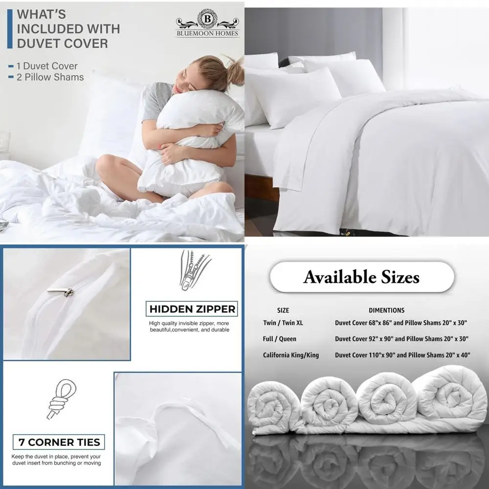 King Size Egyptian Cotton Duvet Set: 1000TC, 3-Piece, Zippered, Silky Soft, Breathable, All-Season White
King Size Egyptian Cotton Duvet Set: 1000TC, 3-Piece, Zippered, Silky Soft, Breathable, All-Season White