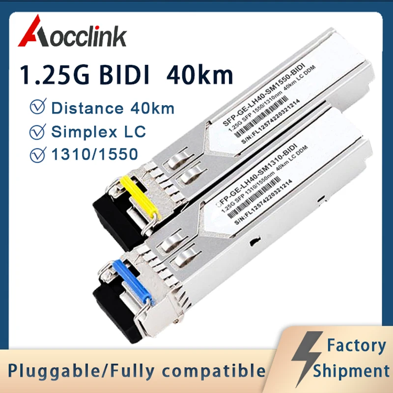 single fiber 1.25G BIDI 40km tx1310 rx1550nmbidirectional fiber transceiver module; Simplex LC for Mikrotik Cisco
single fiber 1.25G BIDI 40km tx1310 rx1550nmbidirectional fiber transceiver module; Simplex LC for Mikrotik Cisco