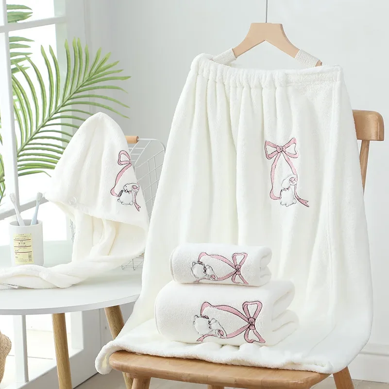 Pure Cotton Absorbent Bath Robe Style Women's Bath Skirt Towel Set Quick Dry Home Use Four Piece Set Comfortable And Practical
Pure Cotton Absorbent Bath Robe Style Women's Bath Skirt Towel Set Quick Dry Home Use Four Piece Set Comfortable And Practical
