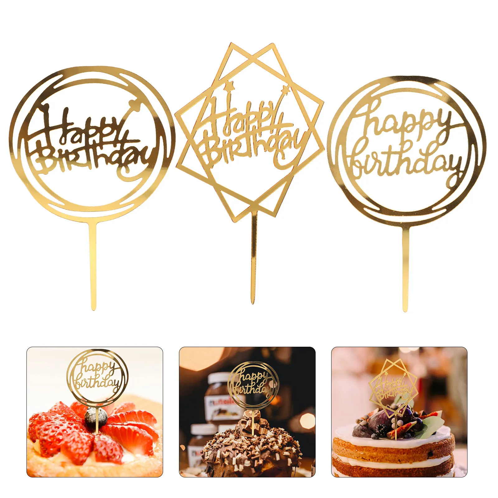 30 Pcs Cake Picks Acrylic Birthday Cupcake Toppers Dessert Decorations Golden Party Cake nament Creative Topper 
30 Pcs Cake Picks Acrylic Birthday Cupcake Toppers Dessert Decorations Golden Party Cake nament Creative Topper