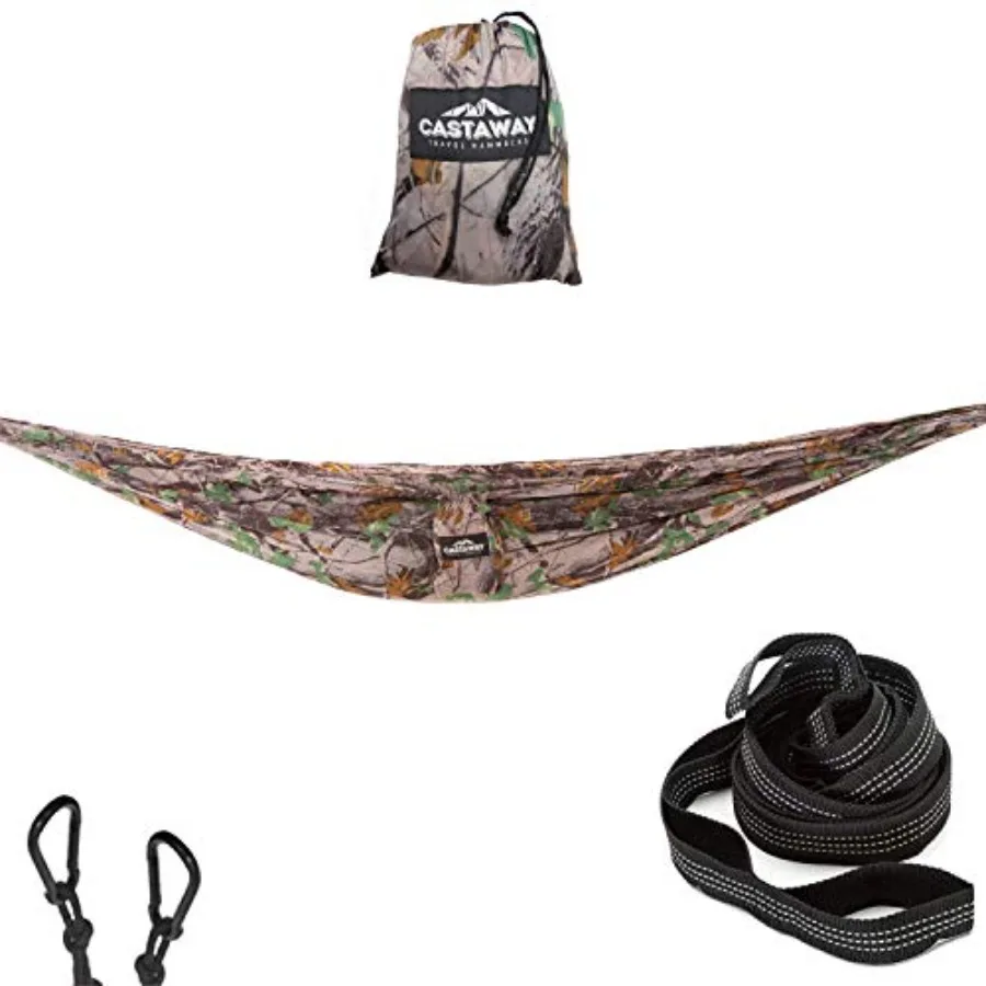 Double Camouflage Camping Hammock with 2 Tree Straps, Triple Stitched Durable Nylon Material, Compact Design for Backpacking, T
Double Camouflage Camping Hammock with 2 Tree Straps, Triple Stitched Durable Nylon Material, Compact Design for Backpacking, T