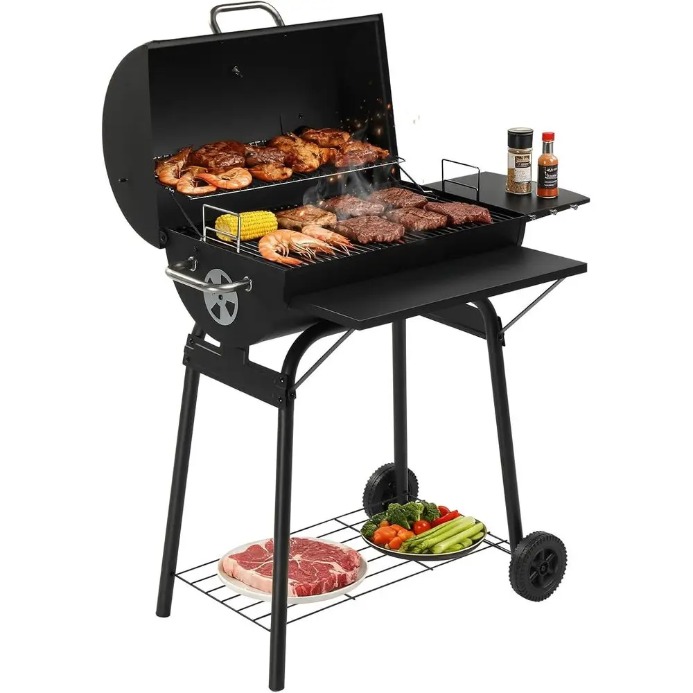 Upgraded Barrel Charcoal Grill with Side ront Tables, Adjustable Charcoal Tray BBQ Grill Outdoor Smoker Grill with Wheels or Par
Upgraded Barrel Charcoal Grill with Side ront Tables, Adjustable Charcoal Tray BBQ Grill Outdoor Smoker Grill with Wheels or Par