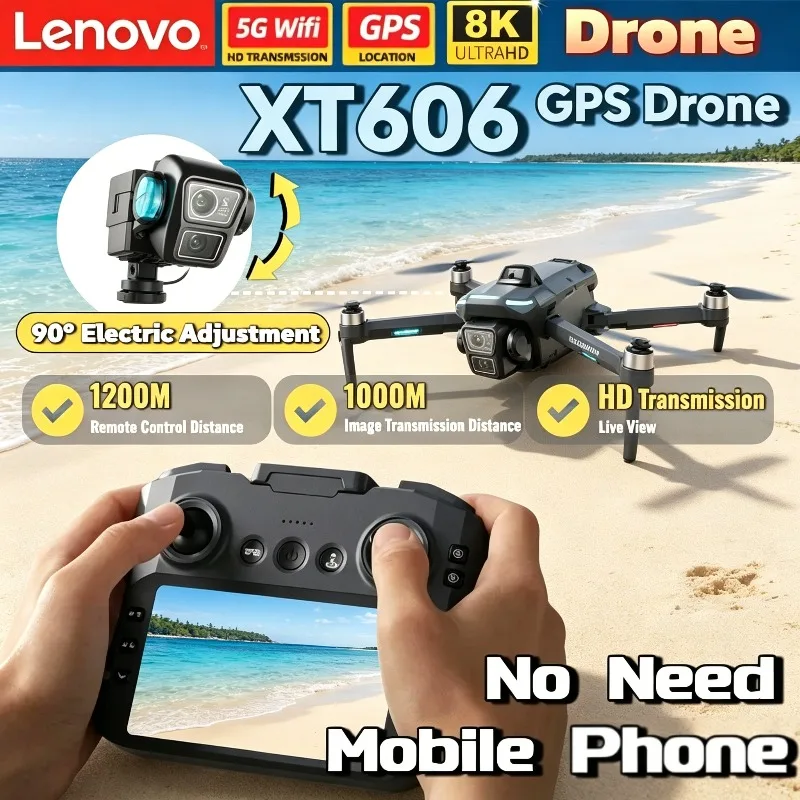 Lenovo XT606 GPS Drone 360°Obstacle Avoidance Brushless RC Quadcopter Dron toys,4K Professional 8K HD Dual Camera Gimbal.
Lenovo XT606 GPS Drone 360°Obstacle Avoidance Brushless RC Quadcopter Dron toys,4K Professional 8K HD Dual Camera Gimbal.
