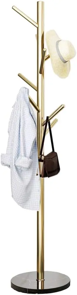 Golden Satin Steel Coat Rack with Marble Base, Freestanding Metal Hanger for Coats and Hats, Easy Assembly
Golden Satin Steel Coat Rack with Marble Base, Freestanding Metal Hanger for Coats and Hats, Easy Assembly
