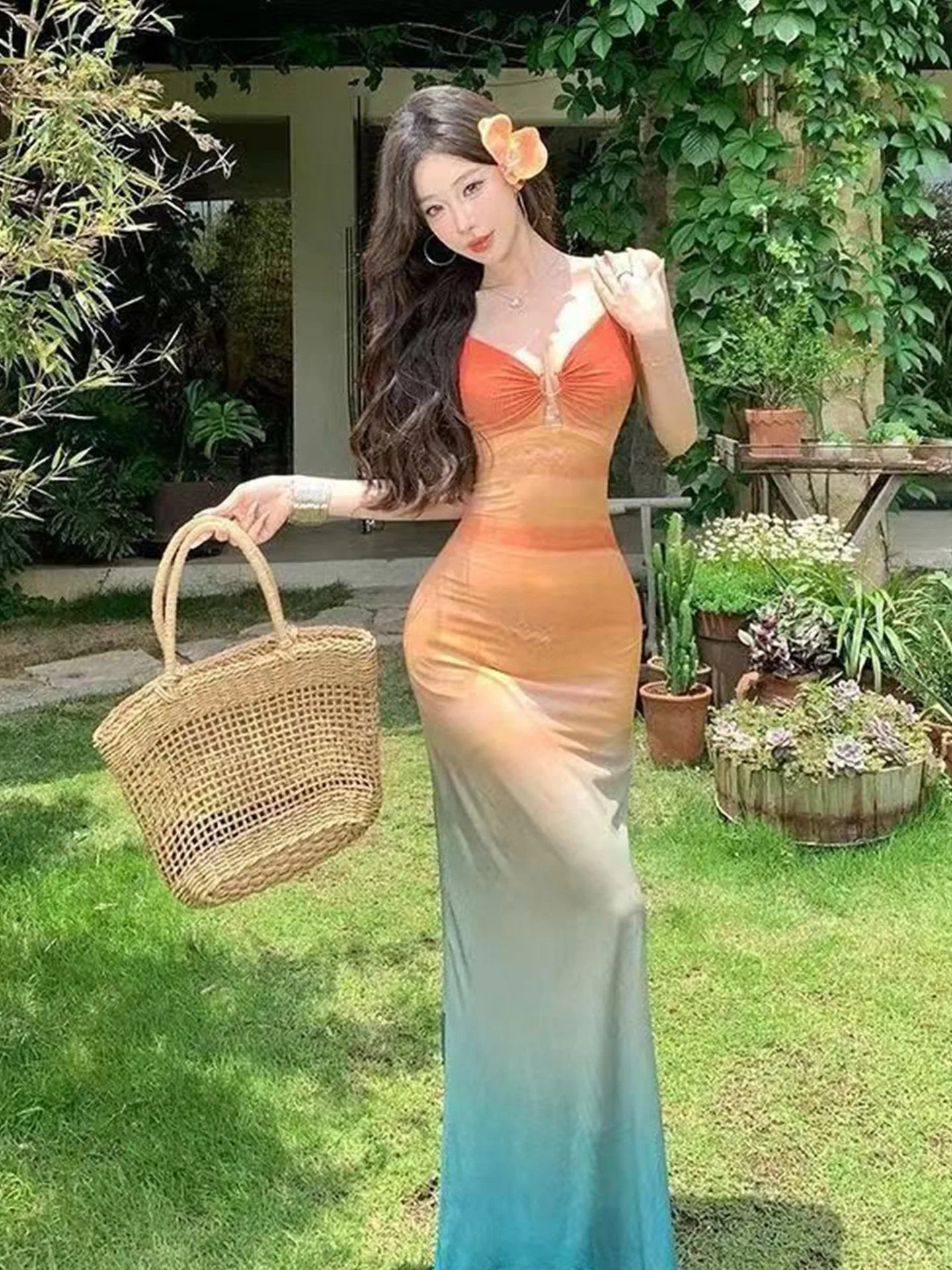 Island Vacation Atmosphere Gradient Color Sunset Tie Dye Net Halter Long Dress Bohemian Style Summer Beach Casual Women's Dress
Island Vacation Atmosphere Gradient Color Sunset Tie Dye Net Halter Long Dress Bohemian Style Summer Beach Casual Women's Dress