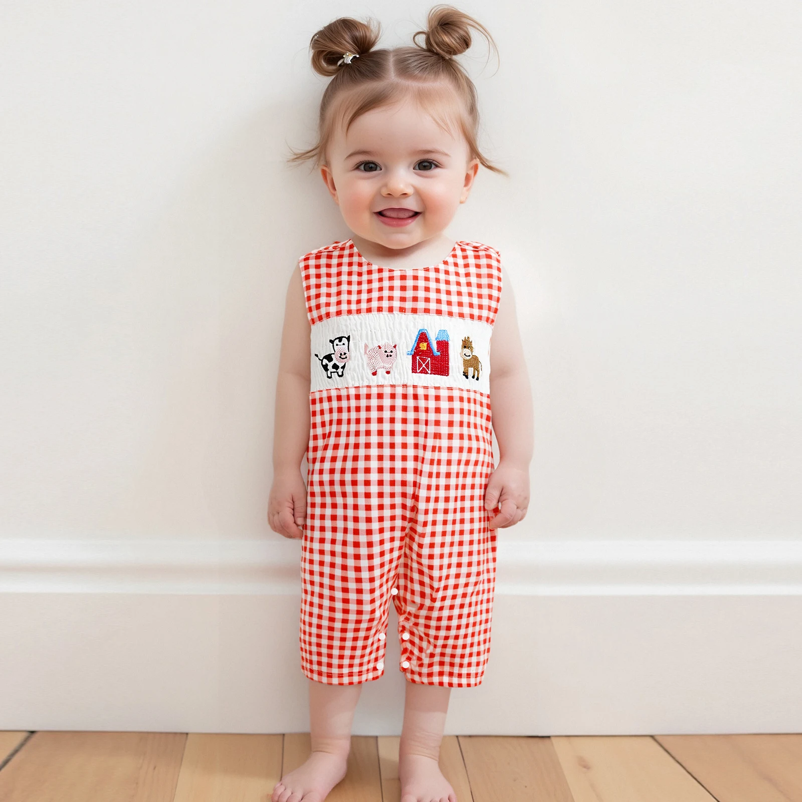 Baby Romper Cow Farm Embroidery Plaid Crew Neck Newborn Girl Boys Jumpsuit Infant Overalls Newborn Summer Clothes
Baby Romper Cow Farm Embroidery Plaid Crew Neck Newborn Girl Boys Jumpsuit Infant Overalls Newborn Summer Clothes