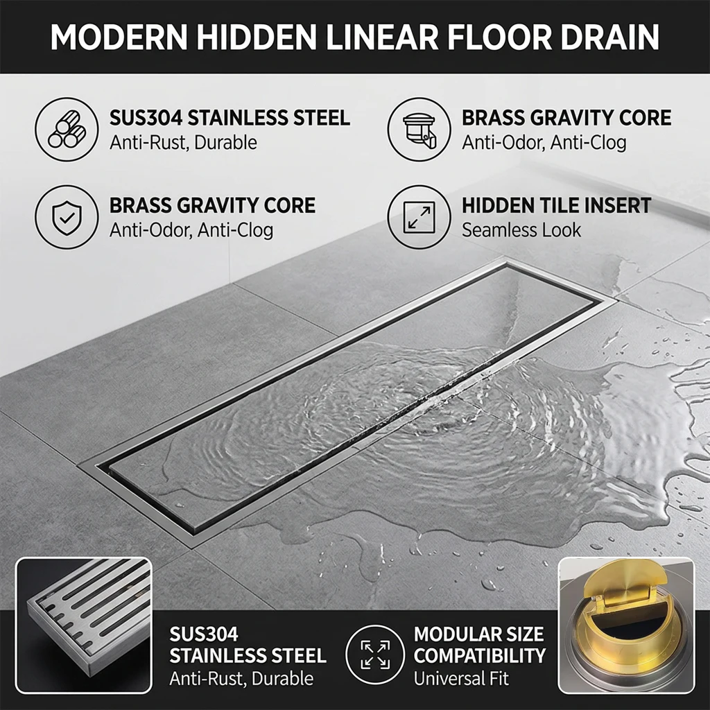 304 Stainless Steel Linear Floor Drain, Long Tile Insert,Hidden Design, Anti-Odor, Anti-Clog,Fast Drain,Gun Grey,Bathroom Shower
304 Stainless Steel Linear Floor Drain, Long Tile Insert,Hidden Design, Anti-Odor, Anti-Clog,Fast Drain,Gun Grey,Bathroom Shower