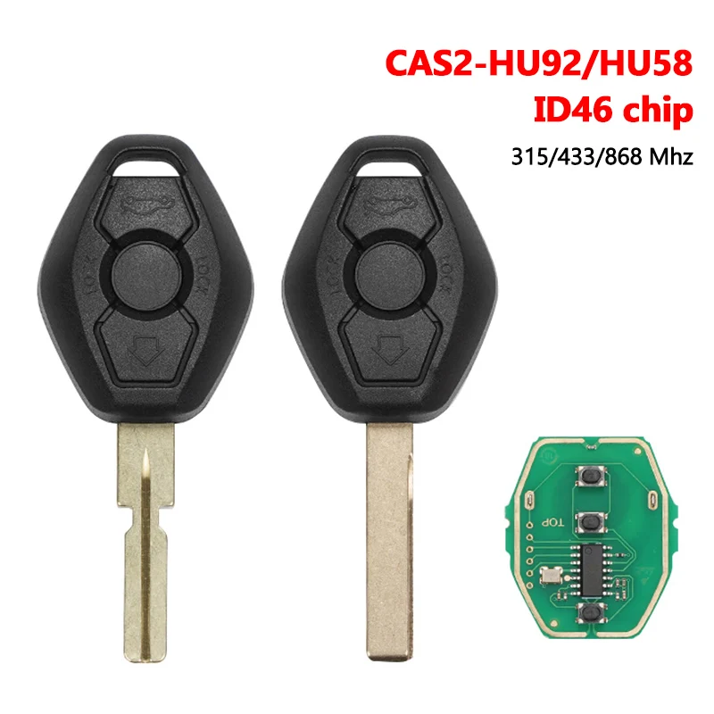 For BMW 5 series E46 E60 E83 E53 E36 E38 5WK49147/5WK49125 With ID46 Chip CAS2 Systems 315/433/868 Mhz 3 Buttons Car Remote Key
For BMW 5 series E46 E60 E83 E53 E36 E38 5WK49147/5WK49125 With ID46 Chip CAS2 Systems 315/433/868 Mhz 3 Buttons Car Remote Key