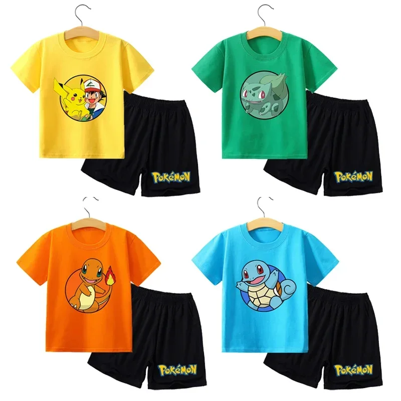 Pokemon Children's T-shirt Set Anime Cartoon Pikachu Charmander Printed Tops Shorts Two-piece Suit Summer Casual Clothes Gifts
Pokemon Children's T-shirt Set Anime Cartoon Pikachu Charmander Printed Tops Shorts Two-piece Suit Summer Casual Clothes Gifts