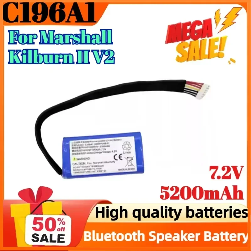 C196A1 7.2V 5200mAh Replacement Battery For Marshall Kilburn II V2 Bluetooth Speaker Battery
C196A1 7.2V 5200mAh Replacement Battery For Marshall Kilburn II V2 Bluetooth Speaker Battery