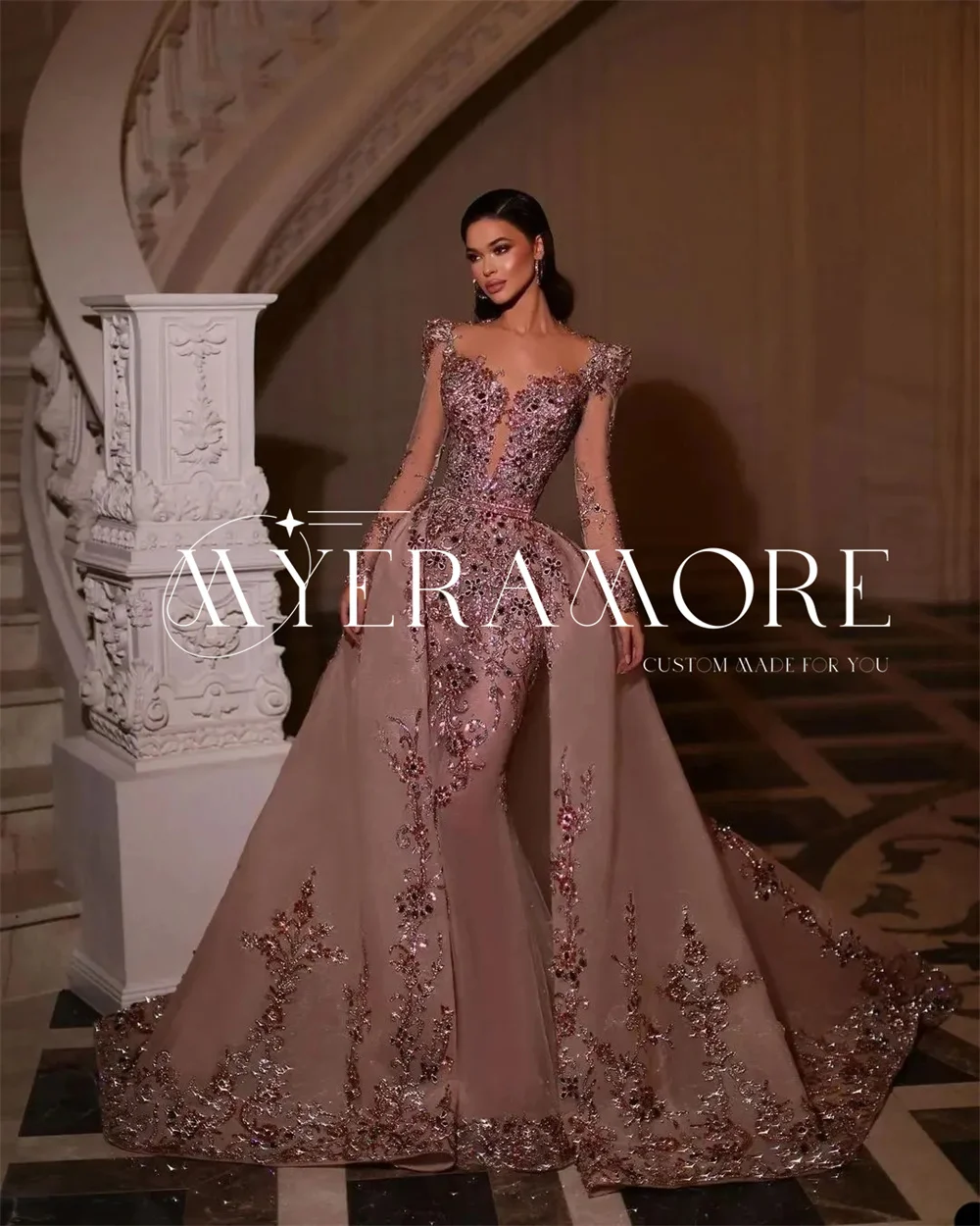 Gorgeous Appliques Evening Dresses Women Elegant Long Sleeve Mermaid Prom Dresses 2025 New Wedding Party Formal Gowns Customized
Gorgeous Appliques Evening Dresses Women Elegant Long Sleeve Mermaid Prom Dresses 2025 New Wedding Party Formal Gowns Customized