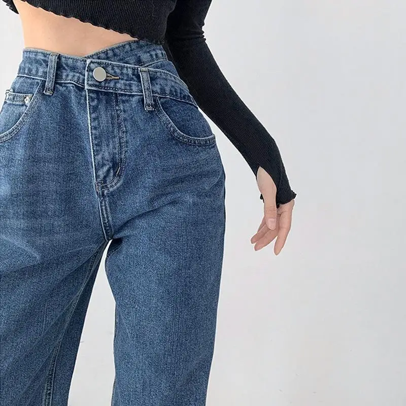 High Waist Wide Leg Jeans Women's Loose Straight Cut Vintage Summer Denim Pants Asymmetrical Cross Design Slimming Drapey
High Waist Wide Leg Jeans Women's Loose Straight Cut Vintage Summer Denim Pants Asymmetrical Cross Design Slimming Drapey
