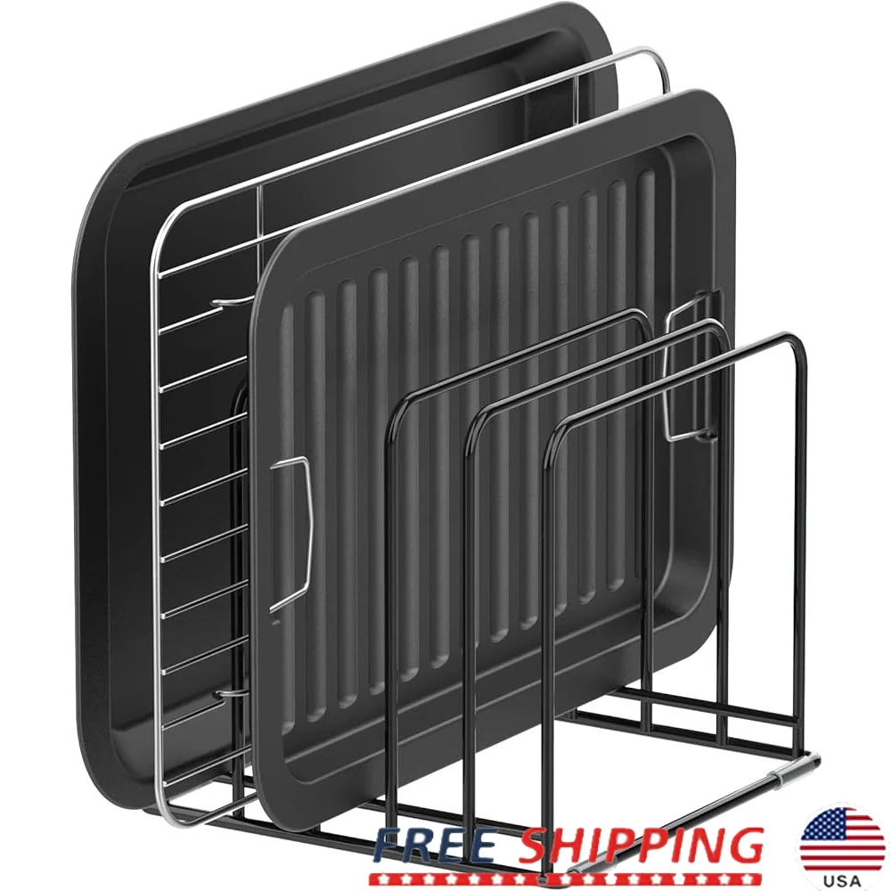 Kitchen Cabinet Organizer Steel Cookware Holder 5 Slot Divider Cutting Boards Bakeware Cookie Sheets Rack Storage Solution
Kitchen Cabinet Organizer Steel Cookware Holder 5 Slot Divider Cutting Boards Bakeware Cookie Sheets Rack Storage Solution
