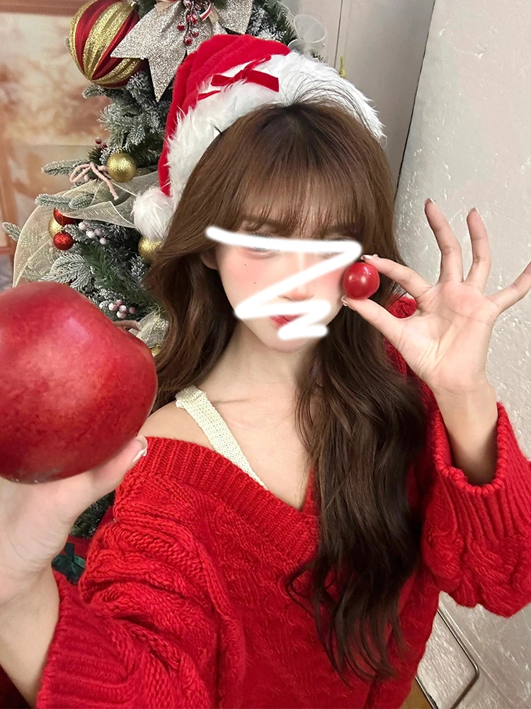 New Year Red Twist Sweater Women's Autumn Winter Thiened High-End Lazy Sle Mid-Length V-Ne Knitted Top Korean Sle Reg...
New Year Red Twist Sweater Women's Autumn Winter Thiened High-End Lazy Sle Mid-Length V-Ne Knitted Top Korean Sle Reg...