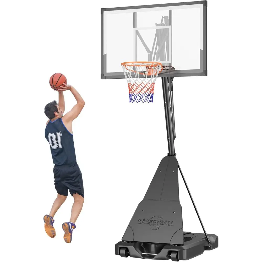 Portable 44 Shatterproof Backboard Basketball Hoop with Adjustable Height, Ball Return, and Wheels for Indoor/Outdoor Use
Portable 44 Shatterproof Backboard Basketball Hoop with Adjustable Height, Ball Return, and Wheels for Indoor/Outdoor Use