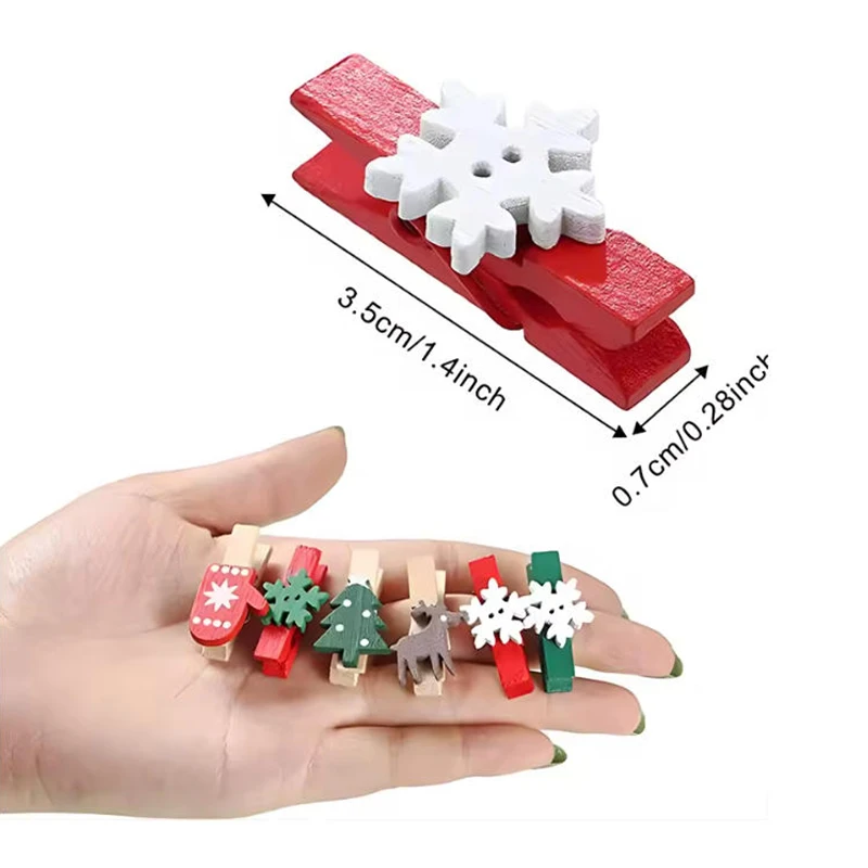 50PCS Random Styles Christmas Wood Clips Christmas Tree Gloves Elk Snowflakes Clothespins DIY Photo Pegs for New Year Decor 
50PCS Random Styles Christmas Wood Clips Christmas Tree Gloves Elk Snowflakes Clothespins DIY Photo Pegs for New Year Decor