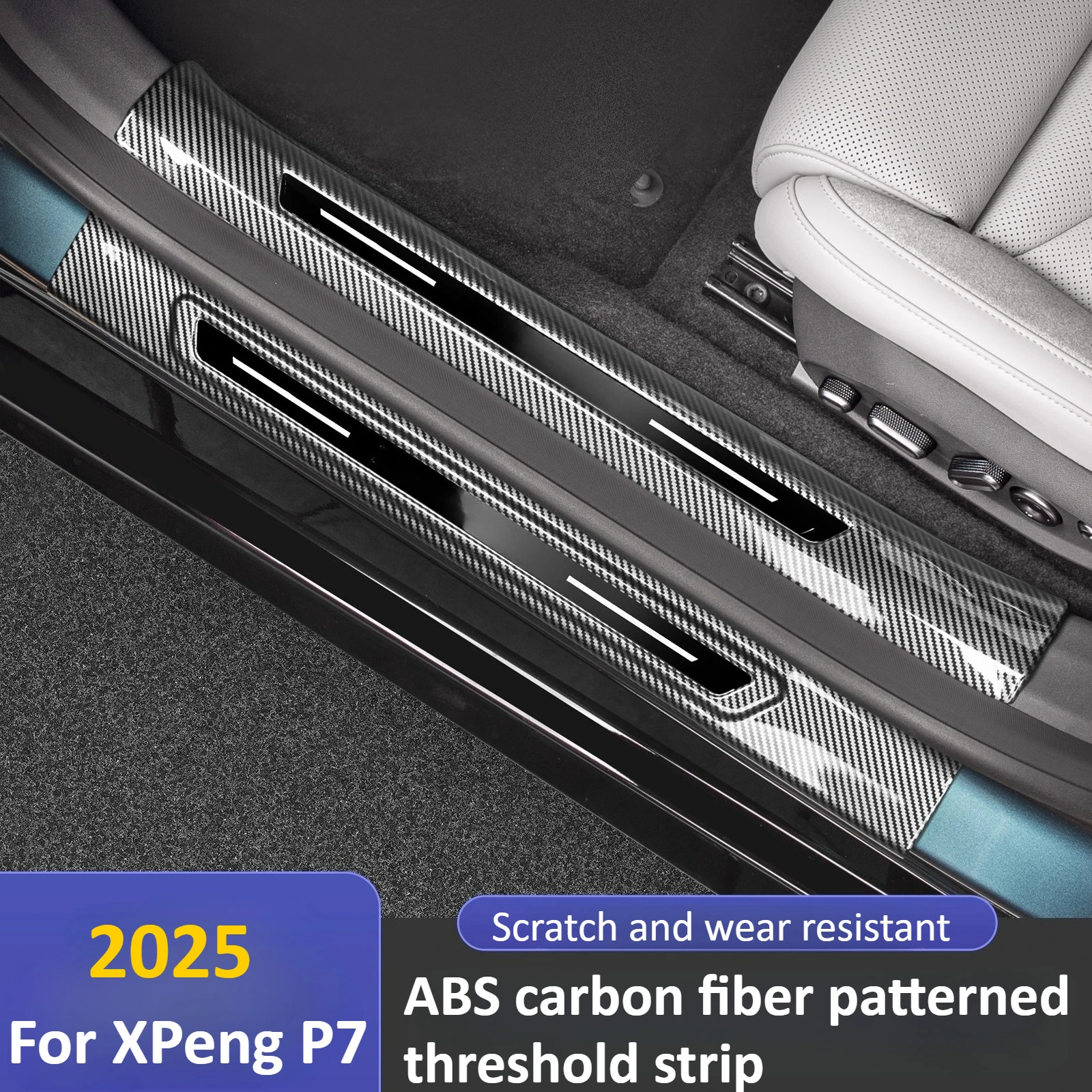 Для XPeng P7 2025 текстурированный порог из углеродного волокна, педаль приветствия, аксессуары для модификации против царапин 
Для XPeng P7 2025 текстурированный порог из углеродного волокна, педаль приветствия, аксессуары для модификации против царапин
