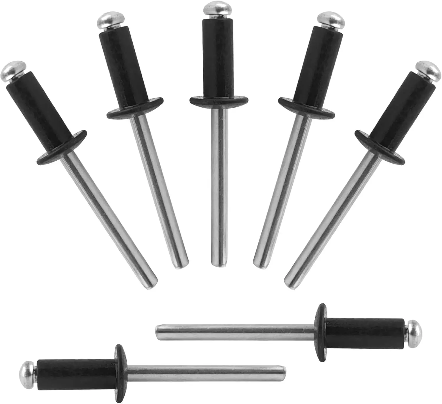 155 Pcs 3/16" x 1/2" Black Aluminum Blind Rivets, 4.8 x 12mm Pop Rivets, Aluminum Grip and Steel Mandrel
155 Pcs 3/16" x 1/2" Black Aluminum Blind Rivets, 4.8 x 12mm Pop Rivets, Aluminum Grip and Steel Mandrel